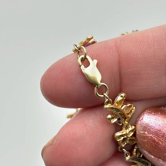 Rare Vintage 14K Yellow Gold Plique a  Jour Necklace Flower Design 22 Grams - Picture 9 of 11